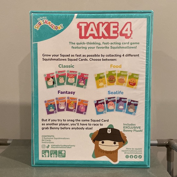 Squishmallow Take 4 card game exclusive Benny the Bigfoot clip NIB NWT - Picture 2 of 4